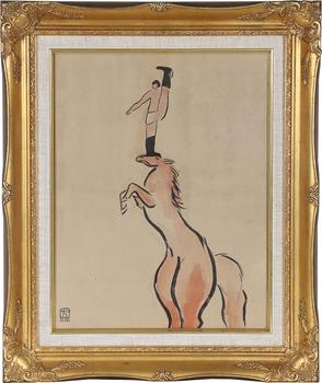 常玉（1895-1966）　馬上英雄　油畫鏡框