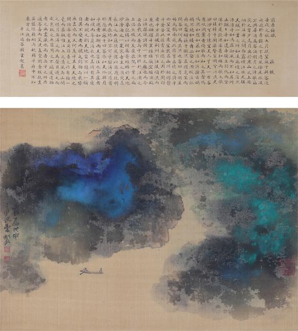 東京新日本張大千（1899-1983）　赤壁夜遊圖　絹本立軸