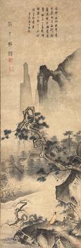 馬麟（傳）　松下靜聽　紙本鏡片