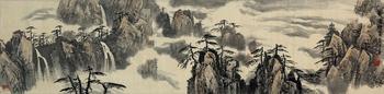 朱吉?jiǎng)伲ń?dāng)代）　黃海煙雲(yún)　紙本橫批