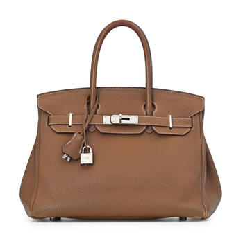Hermès, sac Birkin 30 en cuir Togo Gold, 2021, tirette clochette, 2 clefs et cadenas, housse