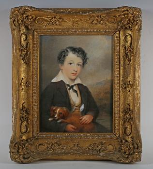 English School (early 19th century) - Portrait of a young man holdin