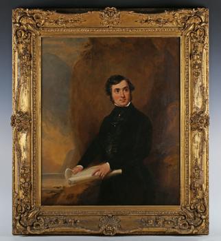 Circle of George Hayter - Portrait of a gentleman standing by the co