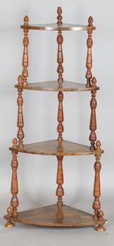 A Victorian walnut four-tier corner whatnot, height 123cm, width 55c