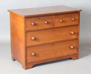 A 19th century walnut chest of drawers, height 80cm, width 100cm, de