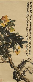 吳昌碩 枇杷圖 紙本掛軸