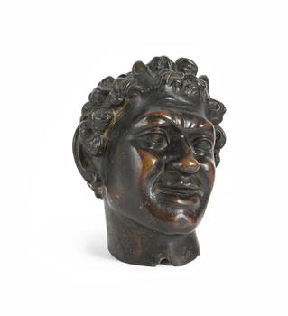AFTER THE ANTIQUE, A BRONZE SATYR HEAD, ITALIAN, LATE 17TH OR EARLY 18TH CENTURY