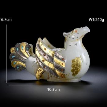 和田玉錯(cuò)金銀嵌寶神鳥(niǎo)