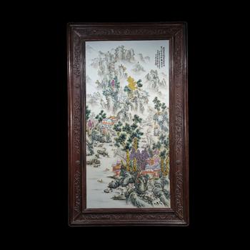 汪野亭作山水瓷板畫