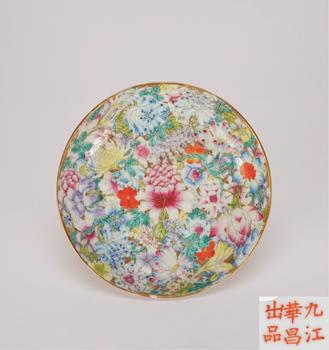 民國(guó) 粉彩百花不落地盤