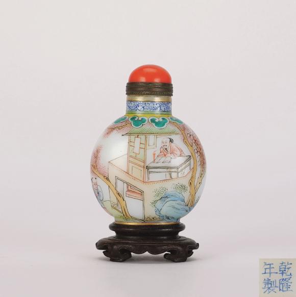 四海九洲|四海九洲2026年春季拍賣(mài)會(huì)清乾隆 料胎畫(huà)琺瑯高士讀書(shū)圖煙壺