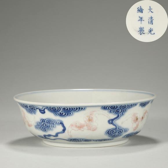 東京銀座（古美術(shù)宋磁）清光緒銘 青花釉里紅碗