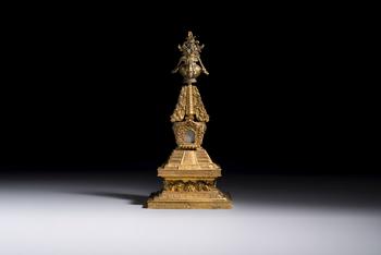 A Chinese gilt-copper stupa, Qing