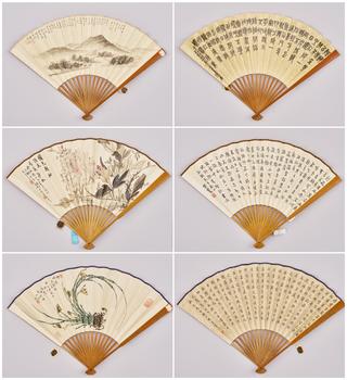 吳東邁（1885-1963）、時慧寶（1881-1943）、溥佺（1913-1991） 成扇三把