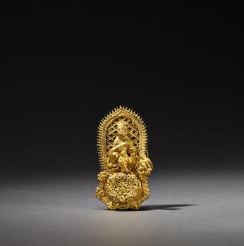 明  純金錘鍱送子觀音挑心