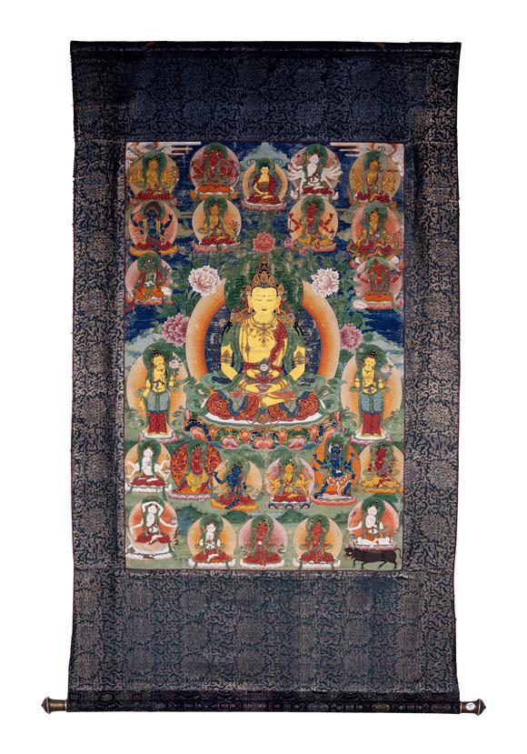 中古陶18世紀(jì) 無(wú)量壽佛唐卡
