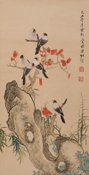 溥佐  紅葉小鳥