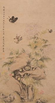 繆嘉惠  菊蝶圖