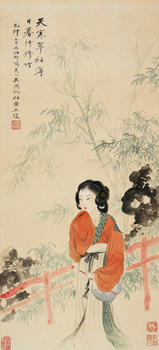 朱梅邨 吳湖帆  日暮倚修竹