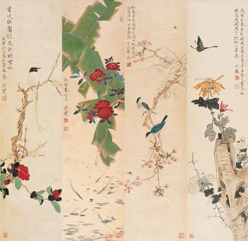 于非闇  花鳥(niǎo)四條屏