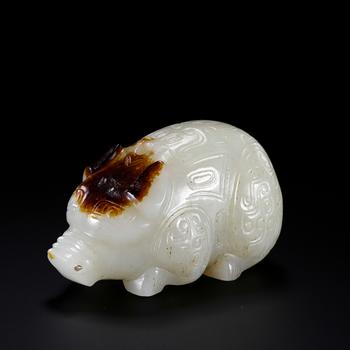 漢 白玉帶沁玉豬