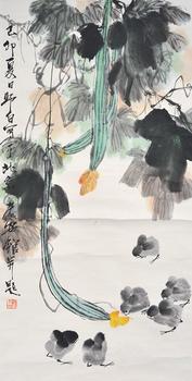 婁師白 絲瓜小雞圖