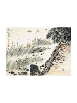 錢松嵒 江鄉(xiāng)帆影圖