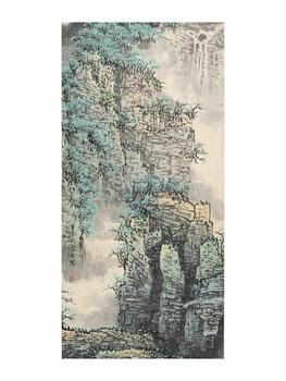 白雲(yún)石 春巖翠樹(shù)山水圖