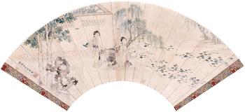 仇    珠    仕女 扇面