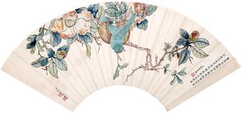 沈振麟    花鳥 扇面 (徐郙題)