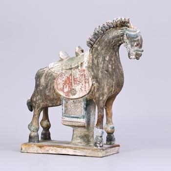 明 陶加彩駿馬 附ART TREASURES GALLERY證書
