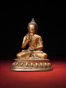 清中期 銅鎏金佛坐像（特殊題材）