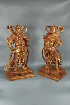 銅鎏金關(guān)公、韋陀護(hù)法成對(duì)造像