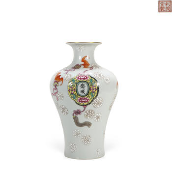 粉彩福壽紋梅瓶