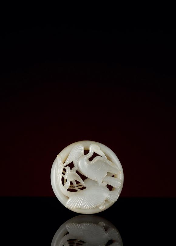 明白玉镂雕海东青捕天鹅佩