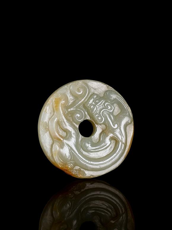 清白玉雕螭龙乳钉纹璧