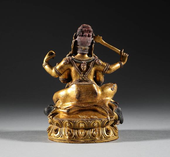 明代铜鎏金四臂金刚造像