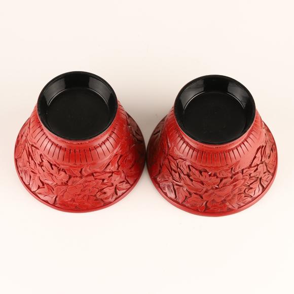 日本四国拍卖堆朱钵 堆朱环