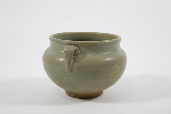 宋殿青釉双系罐