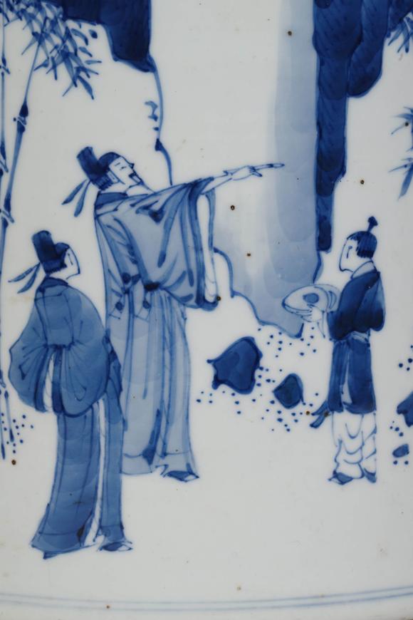 清康熙02青花竹林七贤笔筒