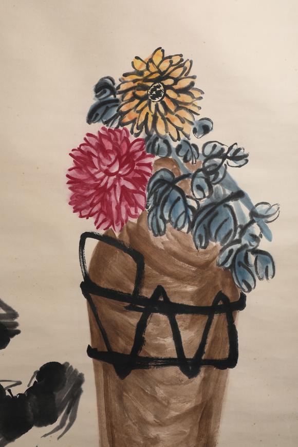 齐白石菊酒延年图