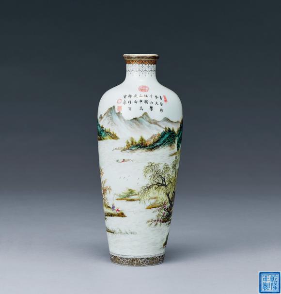 民国粉彩山水图花瓶 民国粉彩山水图花瓶估价 民国粉彩山水图花瓶高清大图 易拍全球东京中央古玩珍藏东京专场拍品介绍