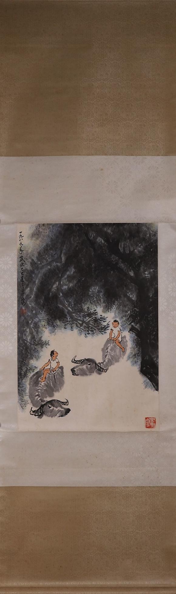 牧童骑牛图高清大图_易拍全球カナエ合同会社中国书道绘画专场(二)拍