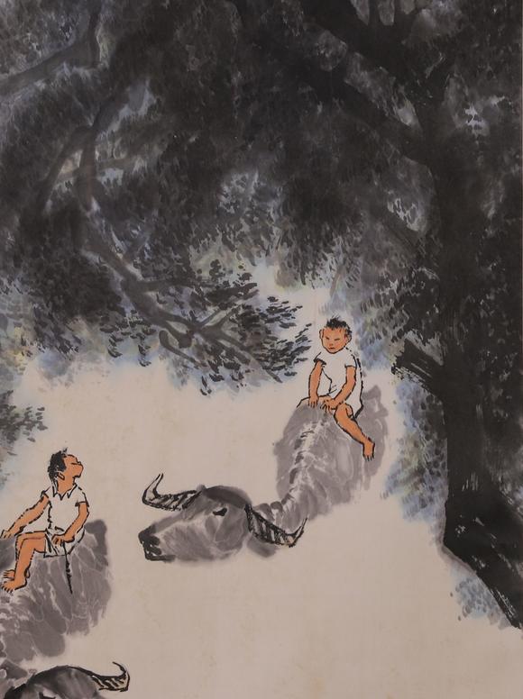 李可染牧童骑牛图