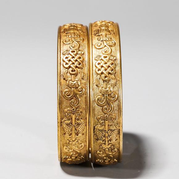 铜鎏金花纹手镯