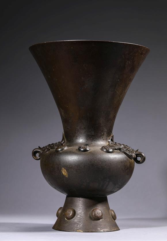 日本美和 铜兽耳花觚