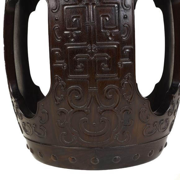 日本江户古美术清代紫檀镶影子木鼓凳一对