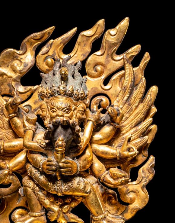 清中期铜鎏金马头明王