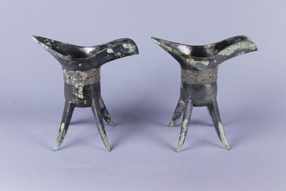 wensheng xuan art auction llca pair of bronze cup 青铜角杯一对