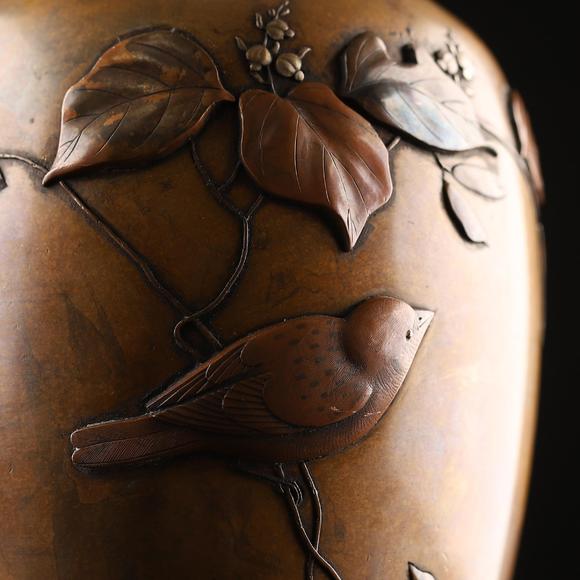 估价_明治金工铜花瓶一対高清大图_易拍全球日本四国拍卖古董珍玩专场